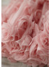 Pink Chiffon 30D flowers Straps Knee Length Flower Girl Dress 